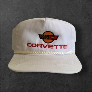 Corvette Embroidered Rope Snapback Hat White Men's‎ One Size Fits All Race Car
